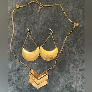 Gold Geometric Necklace and Earring Set
